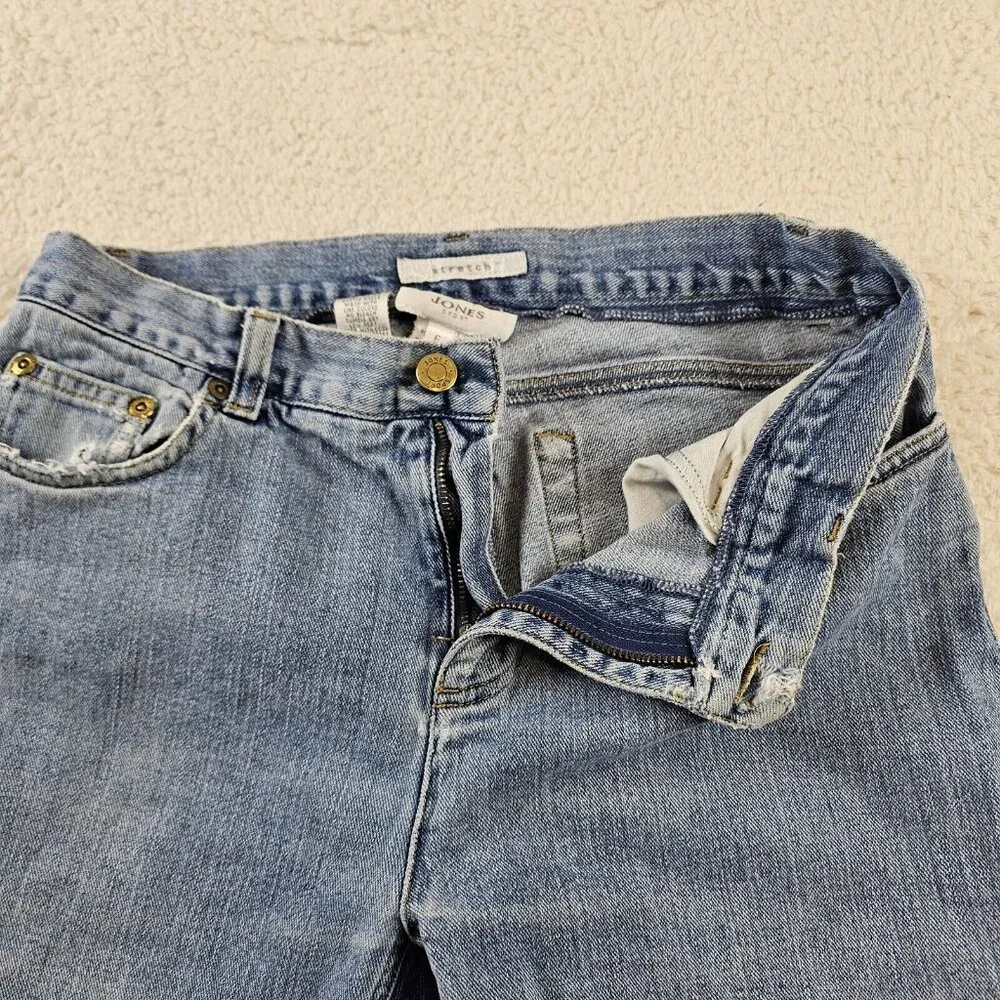 Jones Sport‎ Jeans Women's Size 6 Blue Denim Light Wash Wide Flare Leg Mom Stone